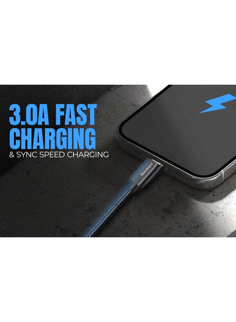 PRIMEEIGHT [3 PACK] USB C TO C Cable 1/2/2 meter fast charging Compatible with iPad and iPhone 15 / 15 Plus / 15 Pro / 15 Pro Max and Samsung Galaxy Black - Image 2