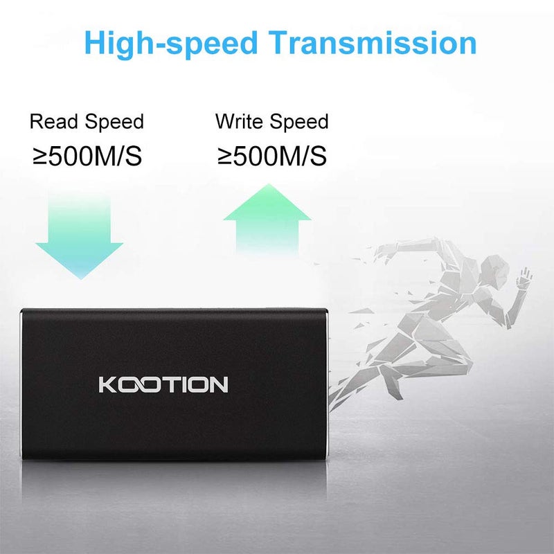 KOOTION External SSD 500GB USB 3.1 Type-c Portable SSD High-Speed Solid State Drive Ultra-Slim, Read up to 500MB/s & Write up to 450MB/s - Image 2