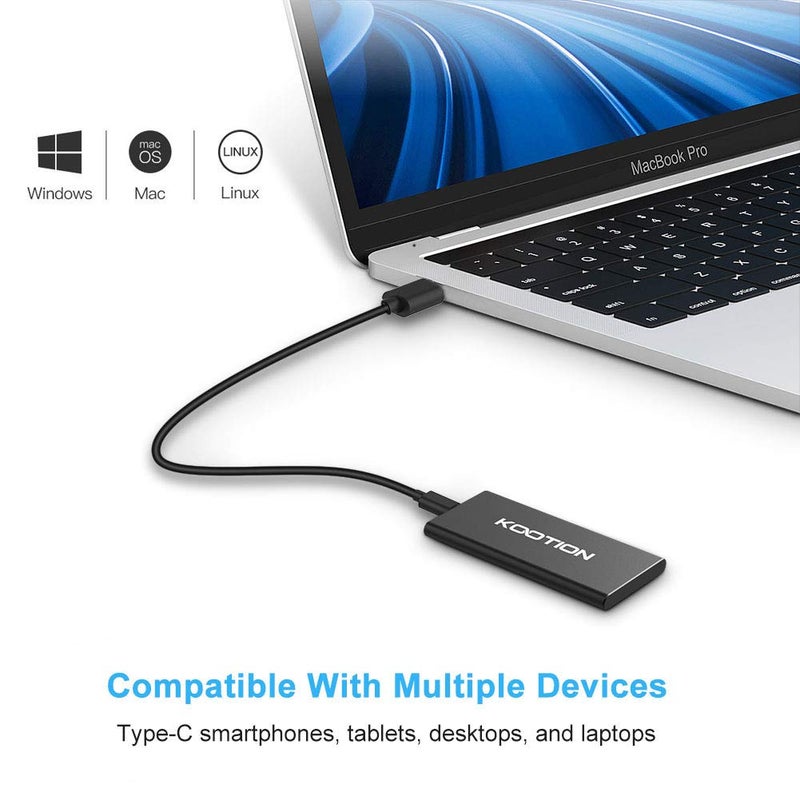KOOTION External SSD 500GB USB 3.1 Type-c Portable SSD High-Speed Solid State Drive Ultra-Slim, Read up to 500MB/s & Write up to 450MB/s - Image 4