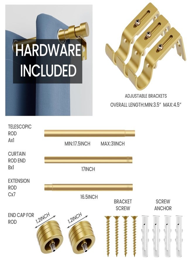 Hoople Heavy Duty Curtain Rod, 32-144 Inch Adjustable, 1 Inch Diameter Extra Long Metal Drapery Rod with Decorative Finials, Warm Gold Finish Window Treatment Rods for Wide Windows and Sliding Glass Doors - Image 3