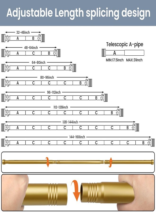 Hoople Heavy Duty Curtain Rod, 32-144 Inch Adjustable, 1 Inch Diameter Extra Long Metal Drapery Rod with Decorative Finials, Warm Gold Finish Window Treatment Rods for Wide Windows and Sliding Glass Doors - Image 5