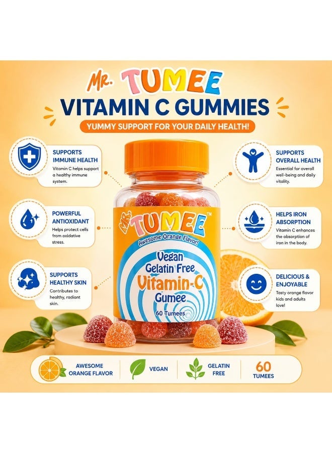 MR.TUMEE Mr. TUMEE Vitamin C Gummies for Kids – Orange Flavor, Vegan, Gelatin-Free, 60 Gummies - Image 4