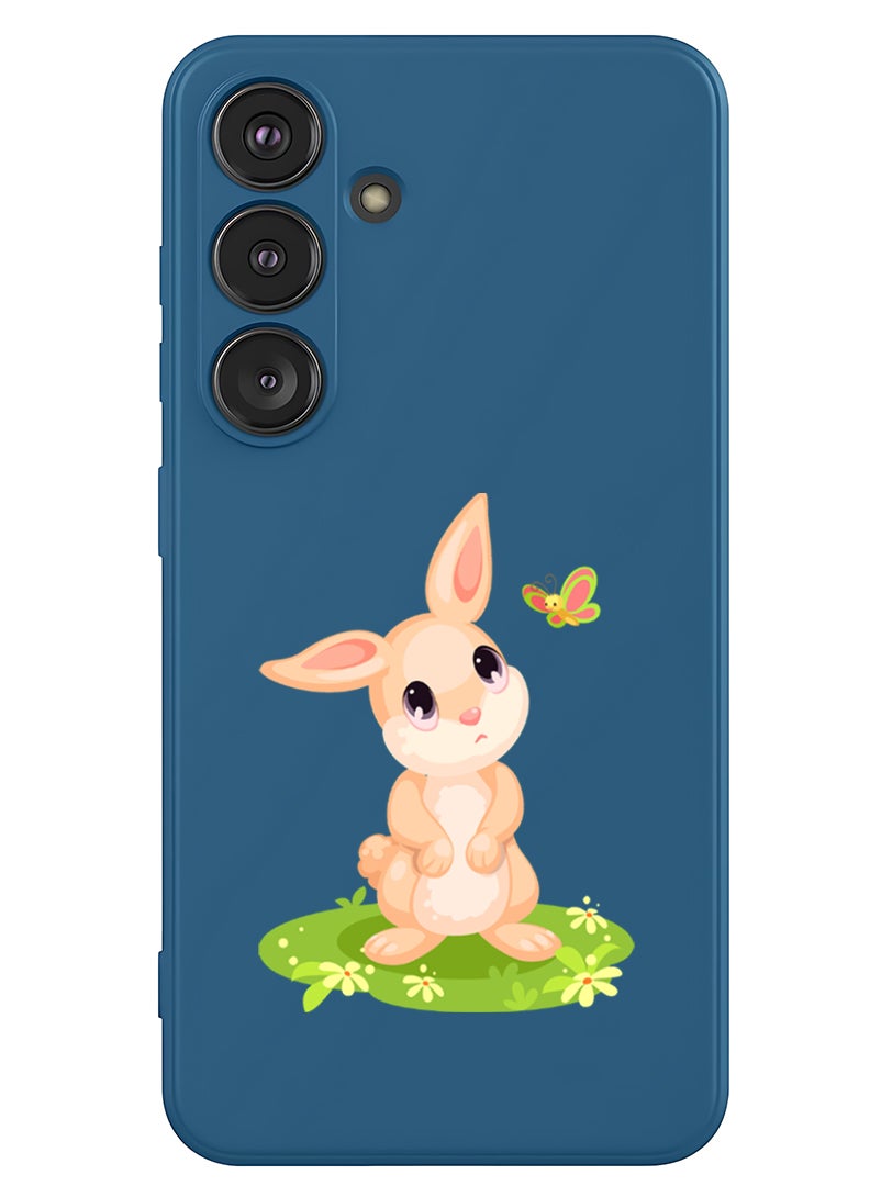 Theodor Protective Slim Fit Case Liquid Silicone Cover with Full Body Protection Anti-Scratch Shockproof Case For Samsung Galaxy S25 (Blue) - sad rabbit - Image 1