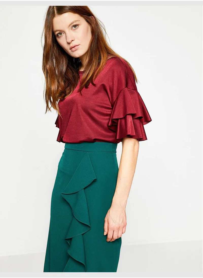 كوتون Frill Detailed T-Shirt