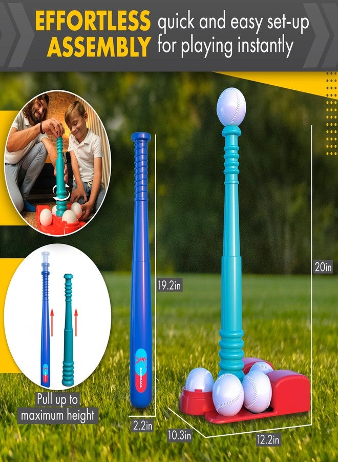 TOMLEON T Ball Stand for Kids and Toddlers 3-5, 5-8. Baseball Set Includes 6 Large Balls, an Adjustable Tball Batting Tee, and a Storage Net. Kids Bat & Teeball, T-Ball Sets for Kids - Image 3