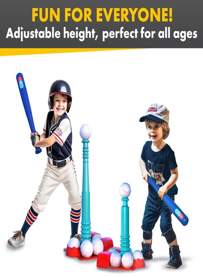 TOMLEON T Ball Stand for Kids and Toddlers 3-5, 5-8. Baseball Set Includes 6 Large Balls, an Adjustable Tball Batting Tee, and a Storage Net. Kids Bat & Teeball, T-Ball Sets for Kids - Image 2