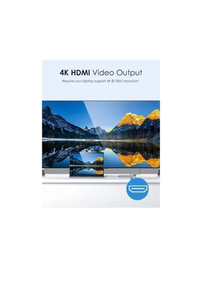 Type-C To HDTV 8 In 1 Adapter, With 4K HDMI, PD Power Delivery, USB-C / Ethernet / 2 USB / SD/TF Card Reader, Compatible With Smartphones / Card Readers, Gray - Image 4