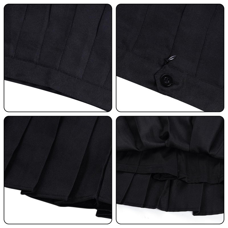 Rbenxia Womens Girl High Waisted Pleated Skirt A-Line Mini Skirt School Uniform Skater Tennis Skirts with Lining Shorts (Black, Medium) - Image 4