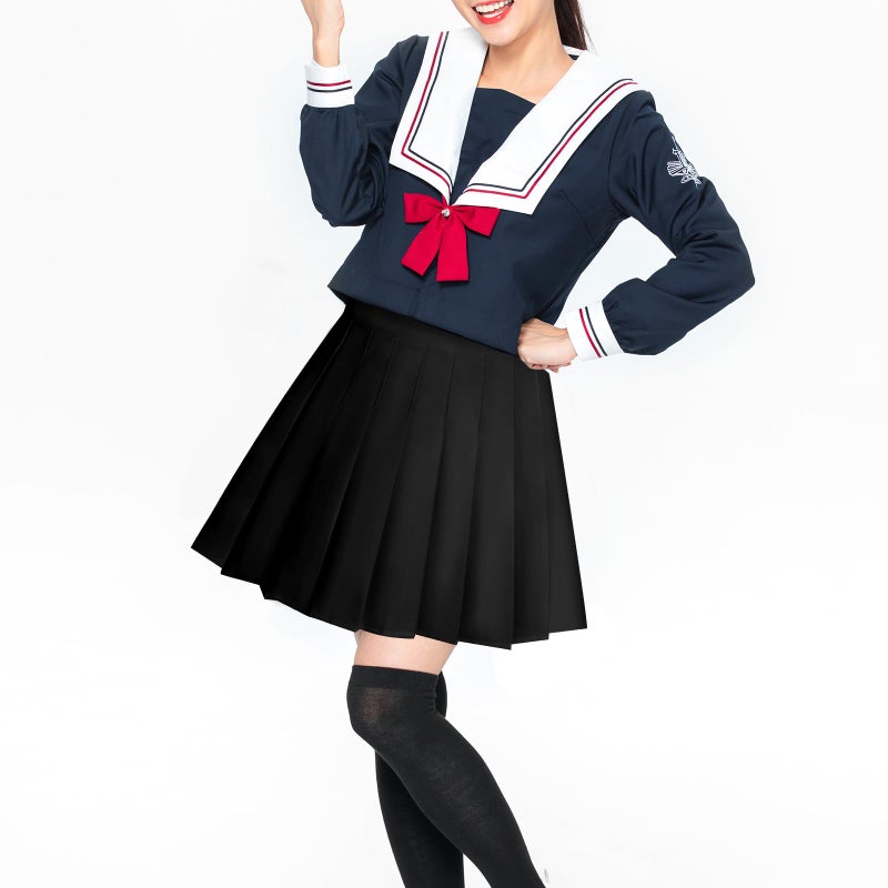 Rbenxia Womens Girl High Waisted Pleated Skirt A-Line Mini Skirt School Uniform Skater Tennis Skirts with Lining Shorts (Black, Medium) - Image 5