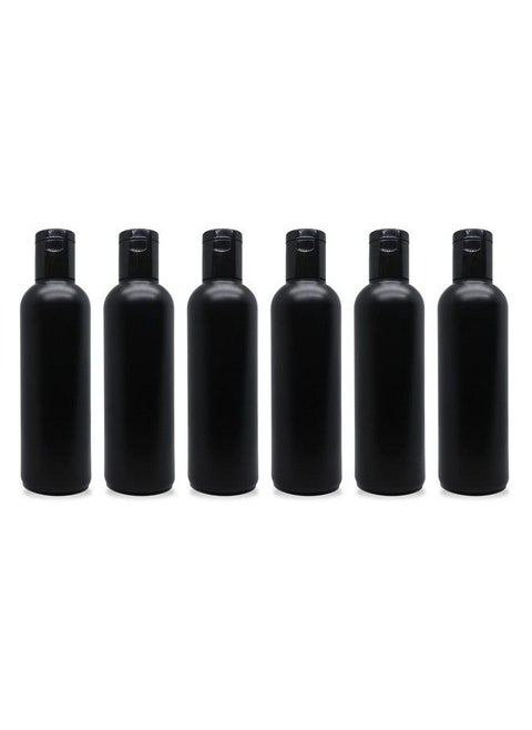 Empty Black Hdpe Bottle With Disc Flip Top Cap Refillable Reusable Cosmetic Container For Lotion Shampoo Oil Toner Serum Conditioner Bpa Free Leakage Proof 200Ml(Pack Of 6)