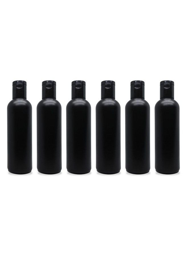 Empty Black Hdpe Bottle With Disc Flip Top Cap Refillable Reusable Cosmetic Container For Lotion Shampoo Oil Toner Serum Conditioner Bpa Free Leakage Proof 200Ml(Pack Of 6)