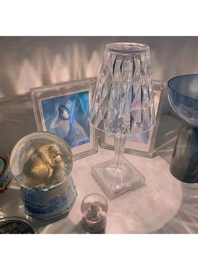 Arabest USB Rechargeable Acrylic Diamond Table Lamp Clear 26cm - Image 4