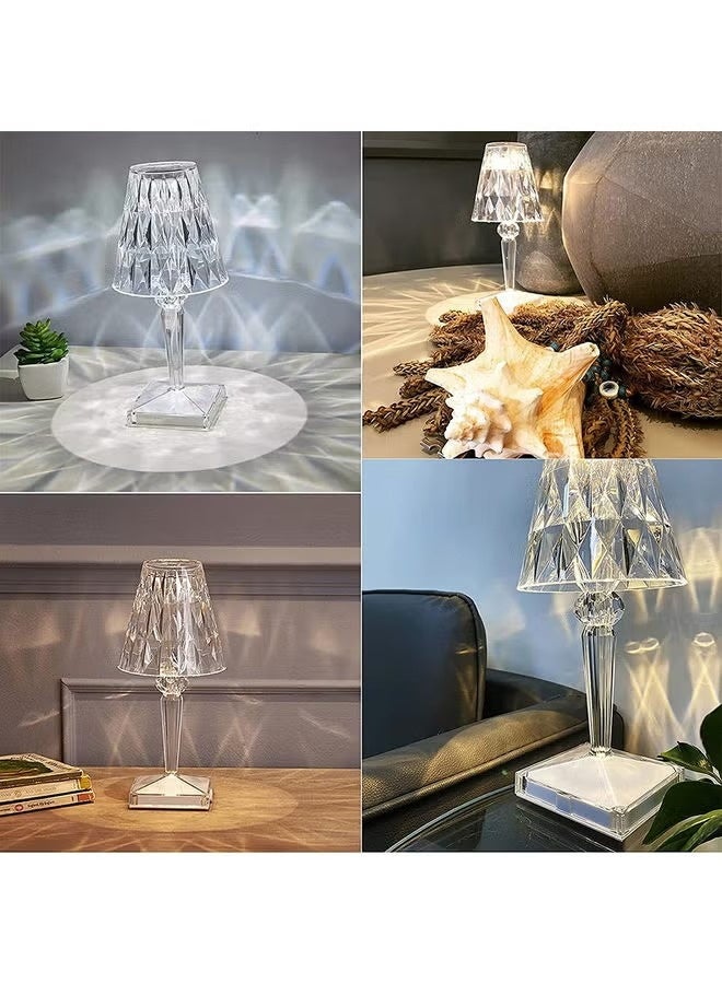 Arabest USB Rechargeable Acrylic Diamond Table Lamp Clear 26cm - Image 1