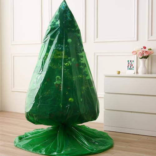 Liyaomix Jumbo Christmas Tree Removal Bag, Green Extra Large 6ft Width x 9ft Tall Christmas Tree Disposal Bag Waterproof for Upright Storage - Image 2