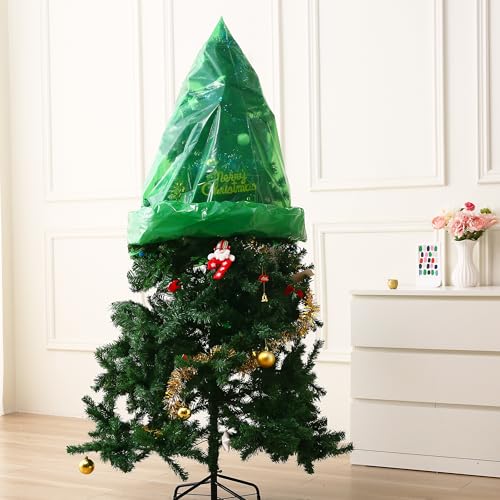 Liyaomix Jumbo Christmas Tree Removal Bag, Green Extra Large 6ft Width x 9ft Tall Christmas Tree Disposal Bag Waterproof for Upright Storage - Image 3