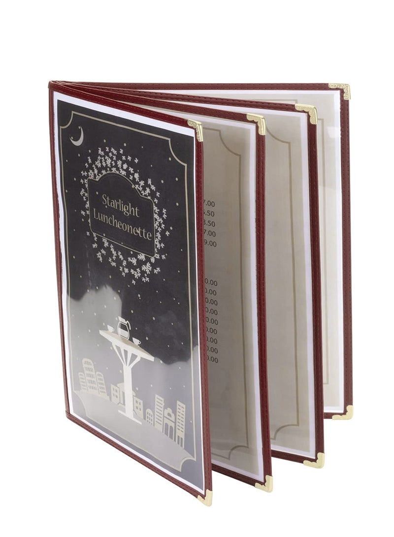 Suntown 2 Pack 8.5 x 11 Inch Clear Menu Cover Book with 4 Pages and Faux Leather Trim, Decorative Corners, Ideal for Restaurant Beverage Menus, DIY Menu Holder. - Image 3