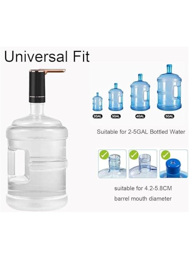HOOKOR Foldable Electric Water Dispenser Bottle Pump,Portable Drinking Water Pump for Universal 2-5 Gallon Bottle, USB Charging Drinking Water Dispenser for Camping, Kitchen (Black)  - Image 2