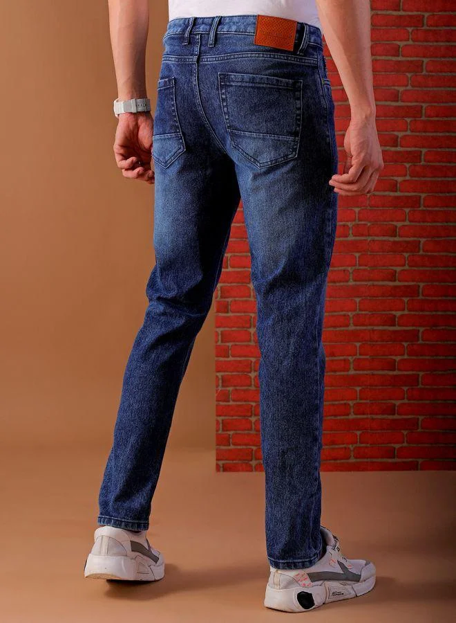 ذا انديان كراج كو Men Slim Fit Solid Low-Rise Stretchable Jeans