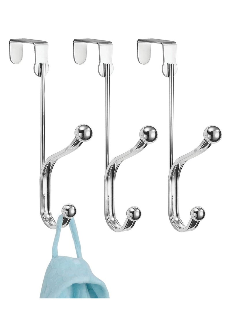 4basix Over the Door Hooks Pack of 3 Heavy-Duty Metal Door Hanger Organizer for Coats Towels Bags Hats and More Space Saving Storage Solution for Home and Office - Image 1