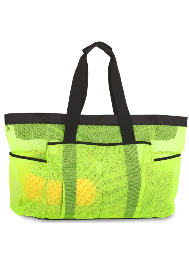 MileMelo Mesh Beach Bags and Totes, Extra Large Beach Bag with Zipper and Pockets, Oversized Big Beach Duffle Bag for Towels Beach Toys, Ideal for Your Family Pool Trip Green - Image 1