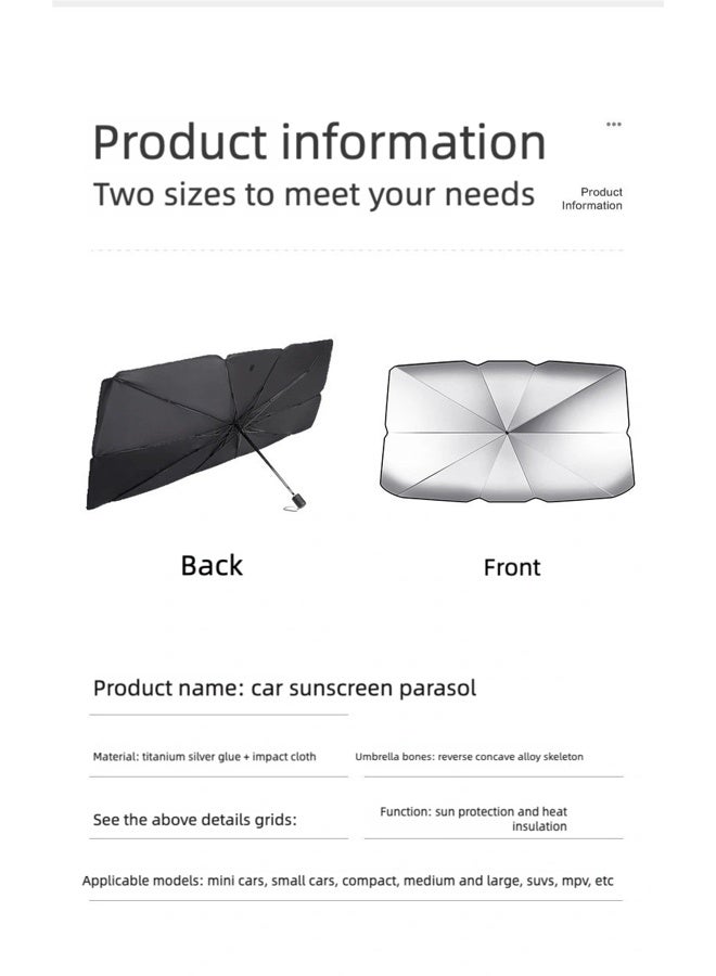 Generic Foldable Car Windshield Sun Shade Umbrella – UV & Heat Reflector with 4 Mesh Side Window Sunshades – Universal Fit Sun Visor Protector for Front Windshield  - Image 4