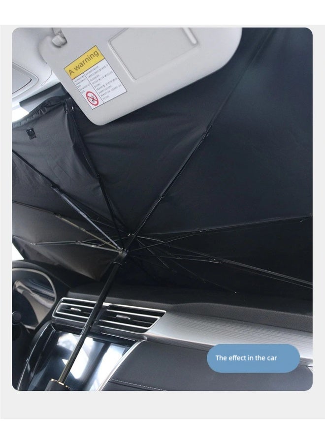 Generic Foldable Car Windshield Sun Shade Umbrella – UV & Heat Reflector with 4 Mesh Side Window Sunshades – Universal Fit Sun Visor Protector for Front Windshield  - Image 5
