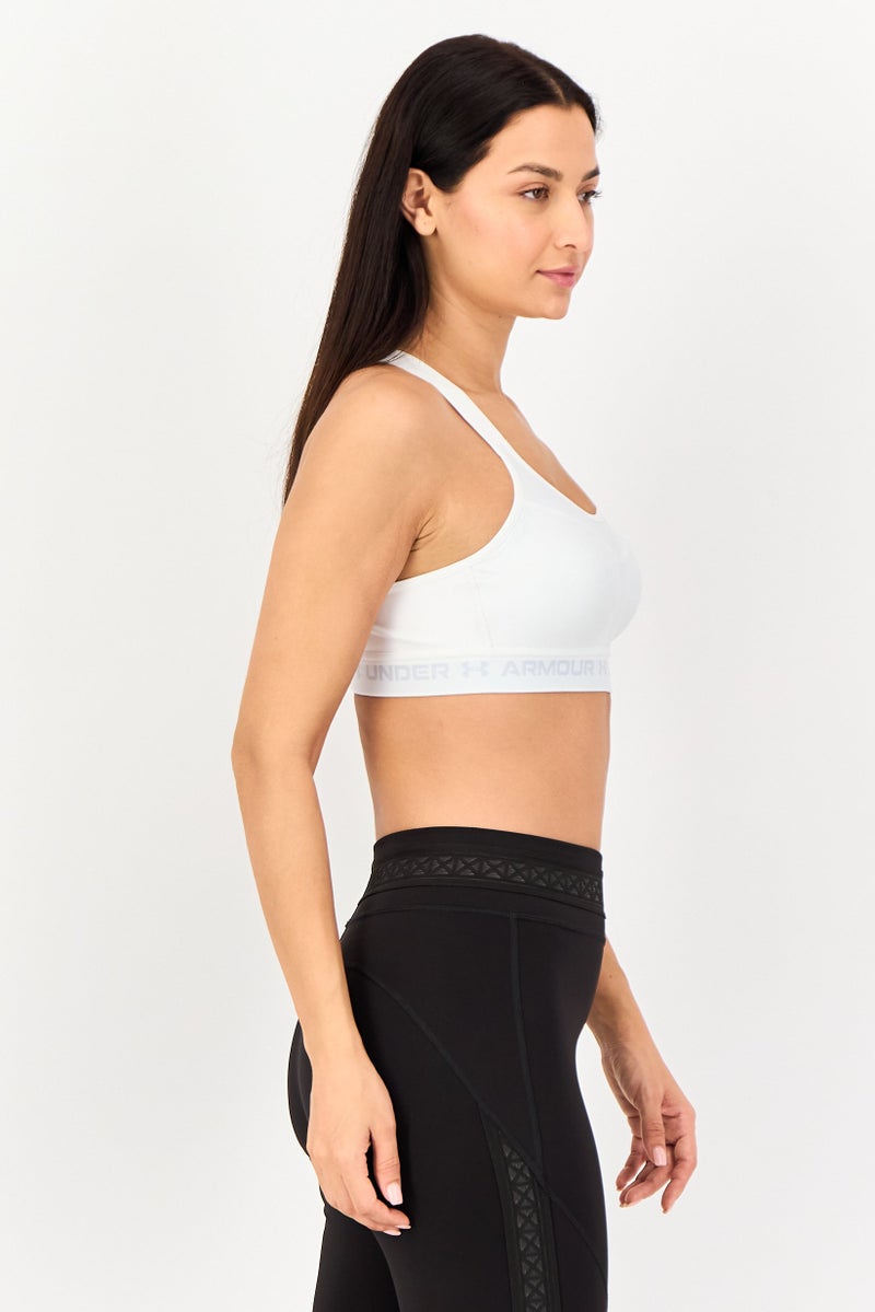 UNDER ARMOUR حمالة صدر رياضية للنساء مبطنة قليلاً، بيضاء - Image 2