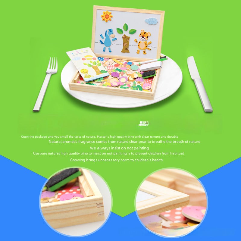 Little Master's Educational Children's Jigsaw Puzzle Magnetic Animal Puzzle Double-Sided Magnetic Sketchpad Educational Wooden Toy(Little Master Mermaid) - Image 3