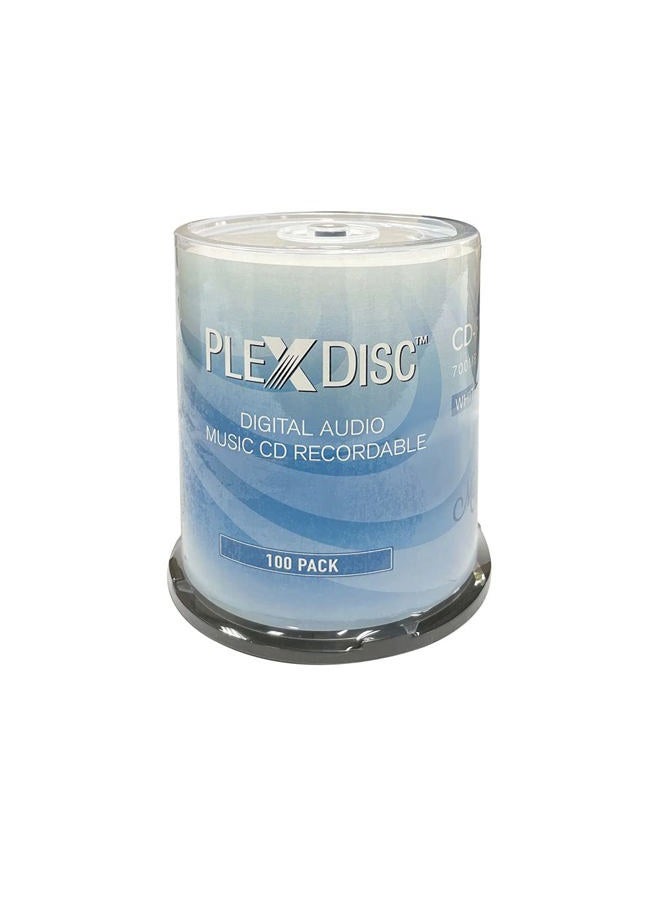 PlexDisc 52x Digital Audio Music CD-R Disc 700MB White Inkjet Printable - 100 PK Spindle (FFP) - Image 1