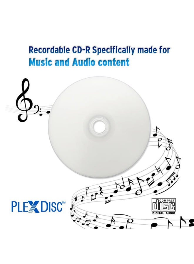 PlexDisc 52x Digital Audio Music CD-R Disc 700MB White Inkjet Printable - 100 PK Spindle (FFP) - Image 5