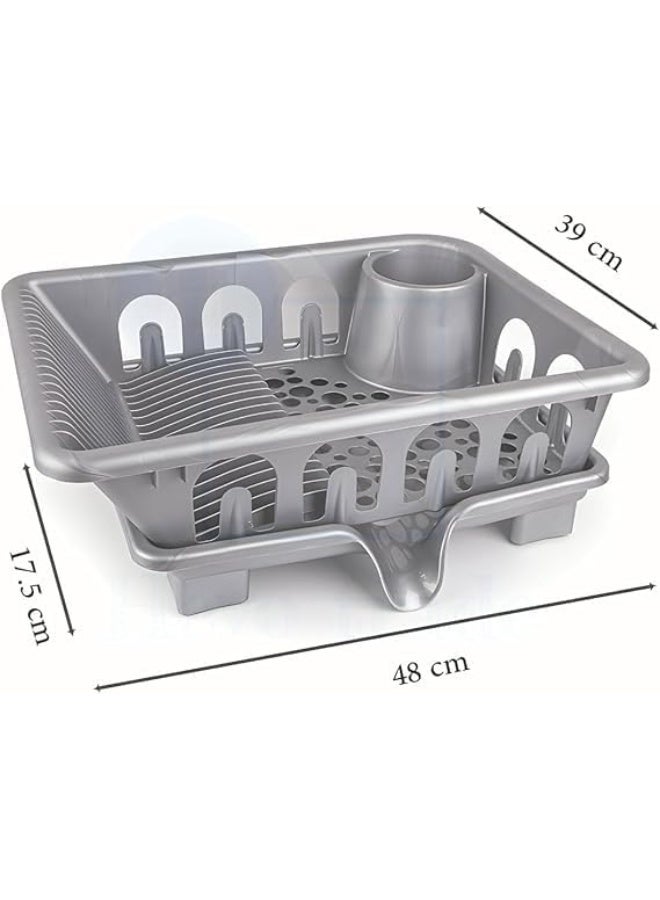 Sink Dish Rack and Dish Strainer - Multi-Purpose Plastic Kitchen Organizer for Plates, Cups and Spoons (S) (Beige) - Image 2