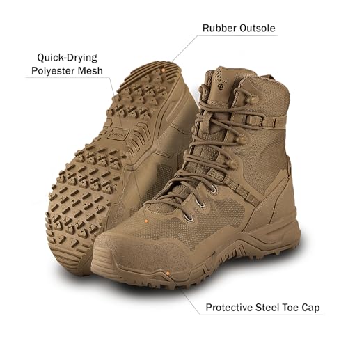 Altama Unisex Raptor 8'' Lightweight Slip-Resistant Steel Safety Toe Boots with Rapid-Lacing System | Tactical Work Shoes, 14, Regular - Image 3