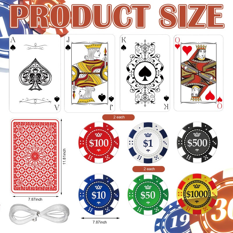 Jenaai Casino Party Hanging Decorations Casino Night Party Banners Poker Dice Red Curtains Hanging Decoration Photo Booth Props for Las Vegas Poker Dice Birthday Game Night Celebrations(Classic) - Image 4