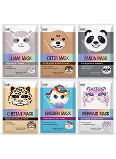 Epielle Character Sheet Masks Korean Animal Spa Mask For All Skin Types Spa Gifts For Women Birthday Party Gift For Her Kids Girls Night Skincare Party Stocking Stuffers (Assorted 6 Pk)  - Image 1