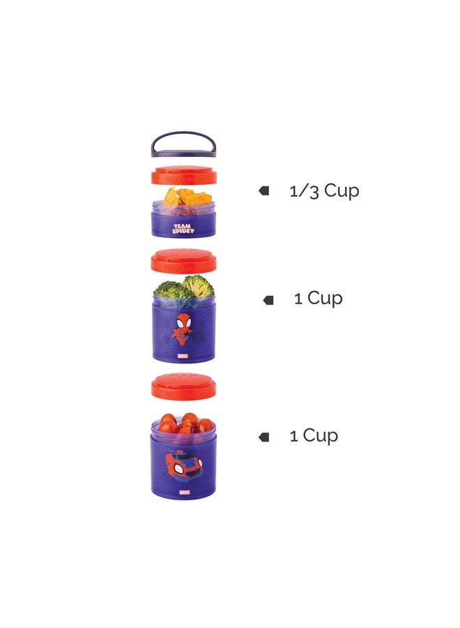 Whiskware Spider-Man Team Spidey Stackable Snack Containers for Babies, Kids, and Toddlers, 3 Stackable Snack Cups for School or Travel, Cupholder Friendly, Peter Parker - Image 2