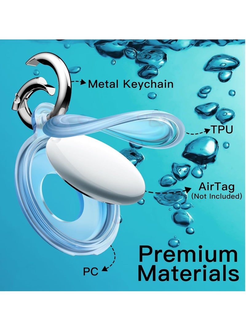 Waterproof Airtag Holder 4 pcs Apple AirTags with Keychain AirTag Case for Luggage Dog Collar and Keys Anti-Scratch Full Body Protective Airtag Holder 4 Colors  - Image 3