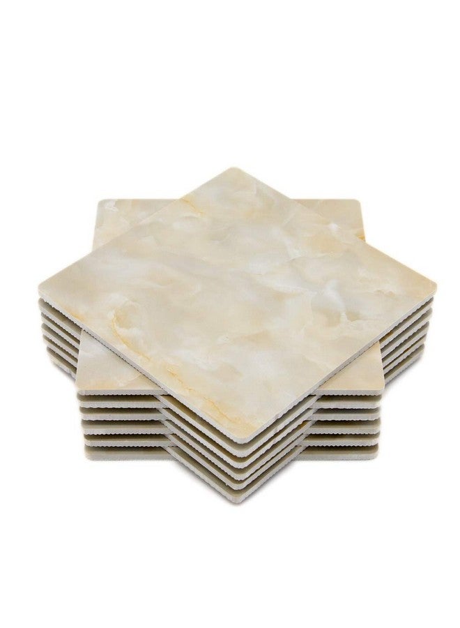 إيز لايف طقم من 12 قطعة من بلاط الرخام الكريمي عالي الجودة من EZ Life - مربع - مفرش طاولة للمشروبات الساخنة والباردة - وعاء وكوب شاي - ديكور طاولة الطعام والكوكتيل - مفرش طاولة الطعام - Image 1