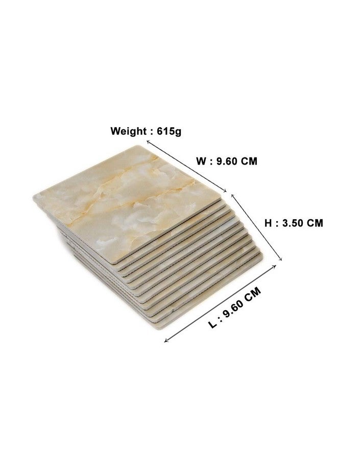 إيز لايف طقم من 12 قطعة من بلاط الرخام الكريمي عالي الجودة من EZ Life - مربع - مفرش طاولة للمشروبات الساخنة والباردة - وعاء وكوب شاي - ديكور طاولة الطعام والكوكتيل - مفرش طاولة الطعام - Image 4