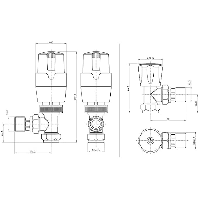 KRA-200 THERMOSTATIC TOWEL RAIL & RADIATOR ANGLED VALVES: BLACK - Image 2