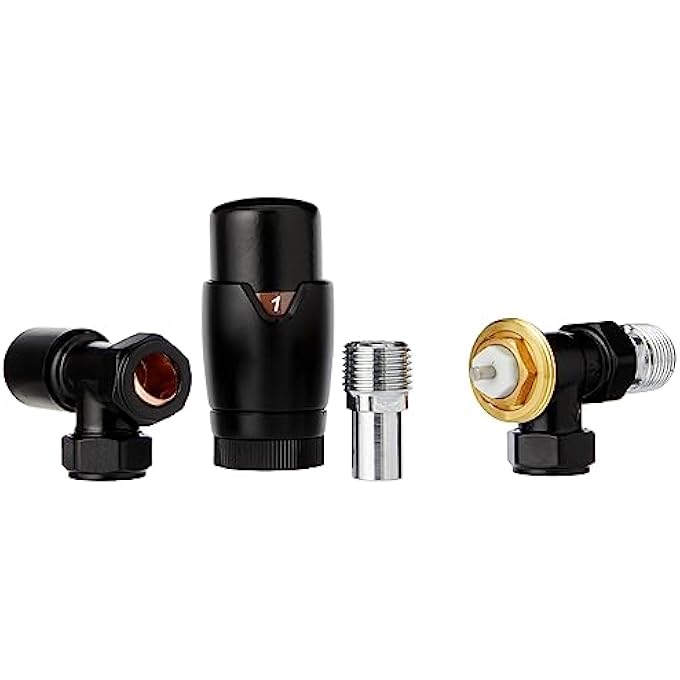 KRA-200 THERMOSTATIC TOWEL RAIL & RADIATOR ANGLED VALVES: BLACK - Image 3