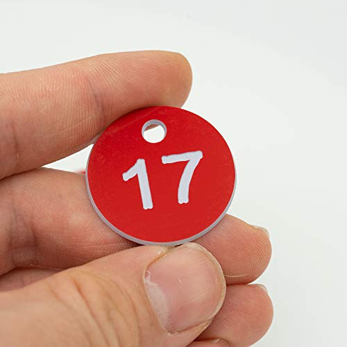 StayMax Plastic ID Number Tags Engraved Tags Key Tags Without Key Rings (101-200, Red) - Image 3