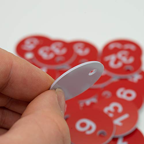 StayMax Plastic ID Number Tags Engraved Tags Key Tags Without Key Rings (101-200, Red) - Image 4