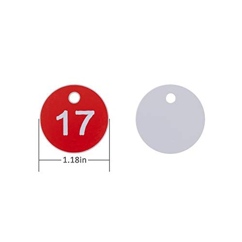 StayMax Plastic ID Number Tags Engraved Tags Key Tags Without Key Rings (101-200, Red) - Image 2