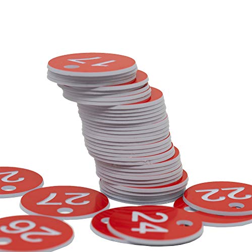 StayMax Plastic ID Number Tags Engraved Tags Key Tags Without Key Rings (101-200, Red) - Image 5