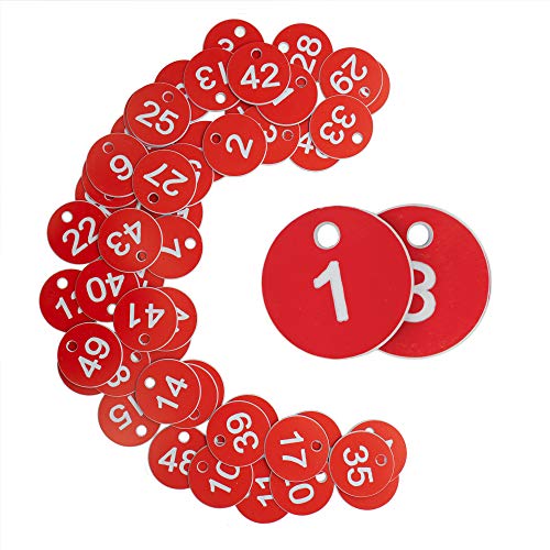 StayMax Plastic ID Number Tags Engraved Tags Key Tags Without Key Rings (101-200, Red) - Image 1