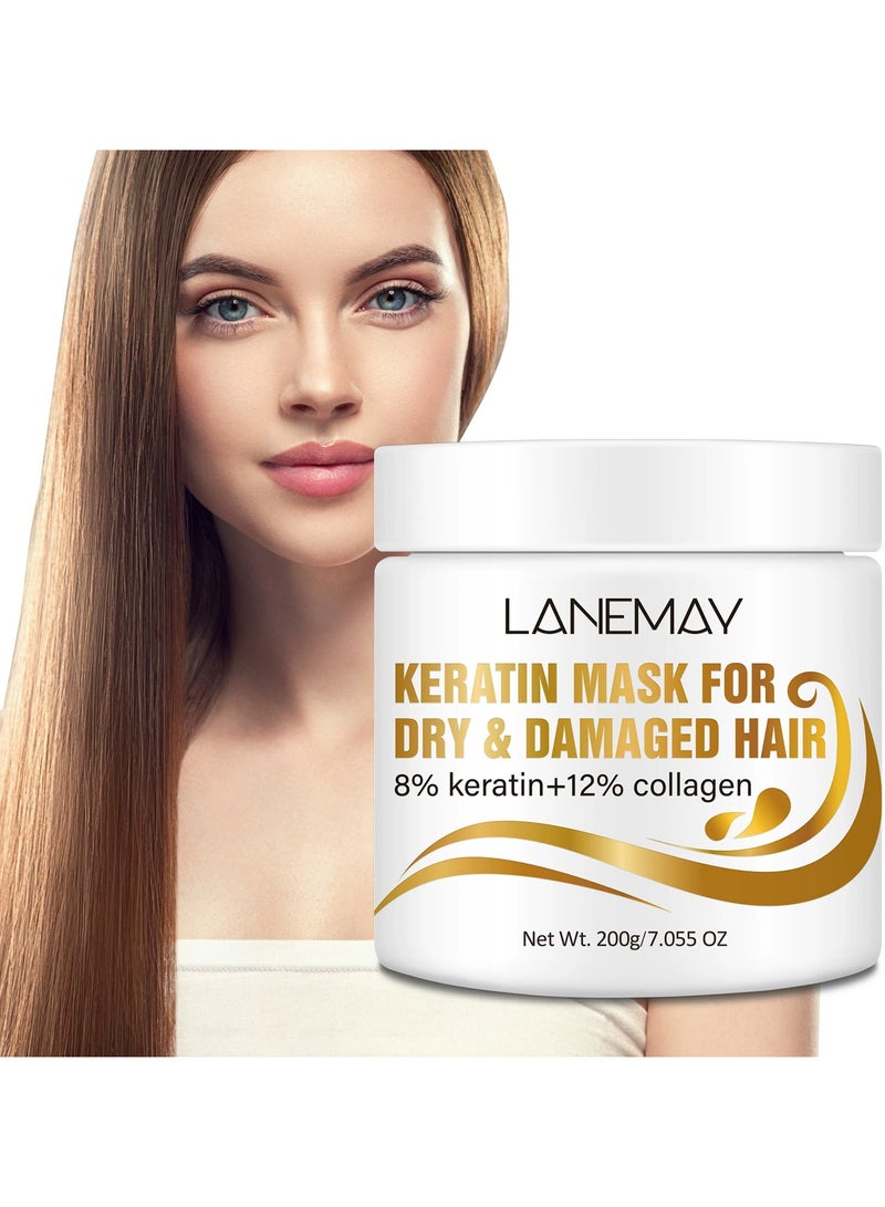 LANEMAY Keratin Hair Mask – Deep Conditioning Hydrating Anti-Frizz Repair, Smooth Soft Hair Treatment - Image 1