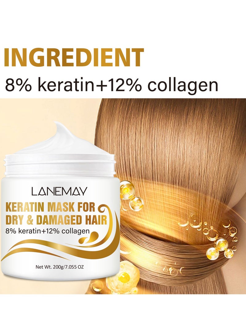 LANEMAY Keratin Hair Mask – Deep Conditioning Hydrating Anti-Frizz Repair, Smooth Soft Hair Treatment - Image 3