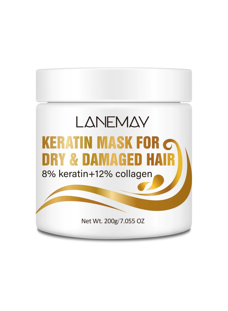 LANEMAY Keratin Hair Mask – Deep Conditioning Hydrating Anti-Frizz Repair, Smooth Soft Hair Treatment - Image 2