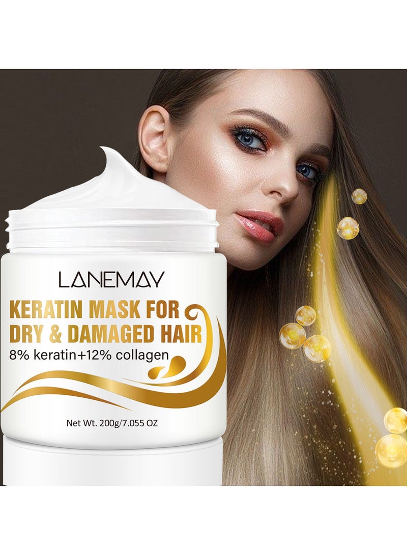 LANEMAY Keratin Hair Mask – Deep Conditioning Hydrating Anti-Frizz Repair, Smooth Soft Hair Treatment - Image 4