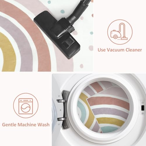 STARUIA Boho Rainbow Rug for Girls Bedroom, Large Area Rug 5x7 Washable Kids Rugs for Playroom Tent Castle, Non-Slip Soft Play Mat Carpet Nursery Rugs for Kid Room Classroom Dorm - Image 5
